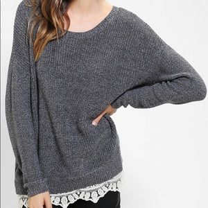 Pins & Needles UO Grey Lace Trim Sweater